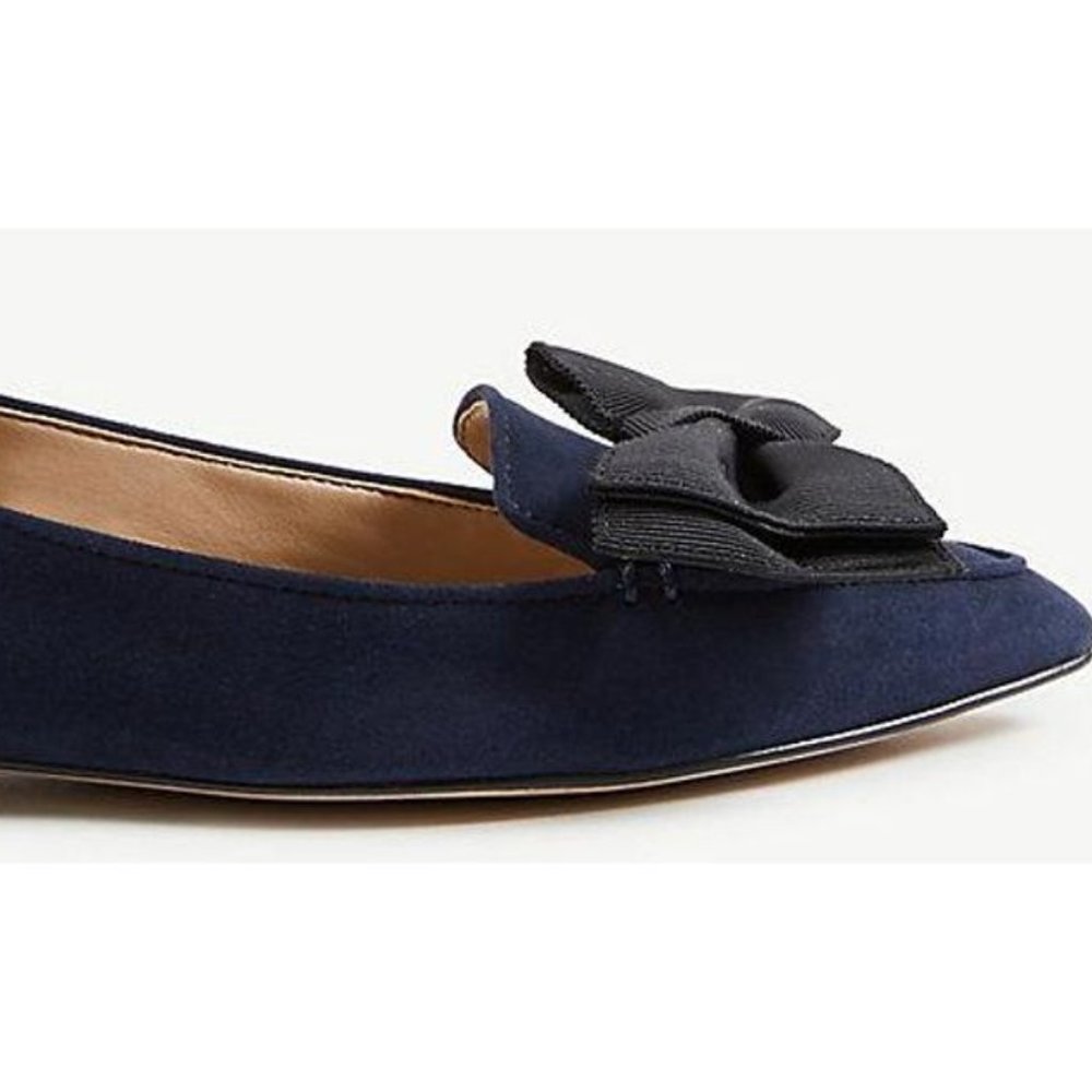 DANA SUEDE BOW FLATS IN TRUE NAVY